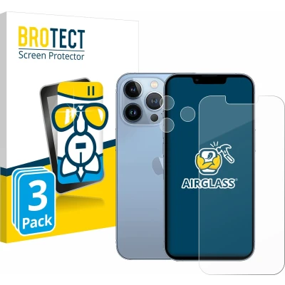 Afbeelding van BROTECT Screenprotector voor Apple iPhone 13 Pro (Voor+Camera) Folie Beschermfolie Beschermglas transparant (3 Stuks)