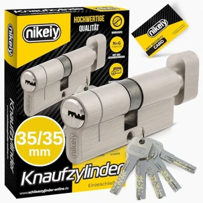 Afbeelding van GERCAR Pro+ knopcilinder 35/35 met boorbescherming sluitcilinder knop cilinderslot draaiknop deurslot, deurcilinder 5 sleutels (extra lang) CodeCard 70 mm A:35 B:35 1 x