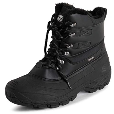 Afbeelding van Polar heren waterdichte buitenzool diep loopvlak volledig met namaakbont gevoerde winterbestendige snowboots zwart veter UK9 / EU43 YC0682