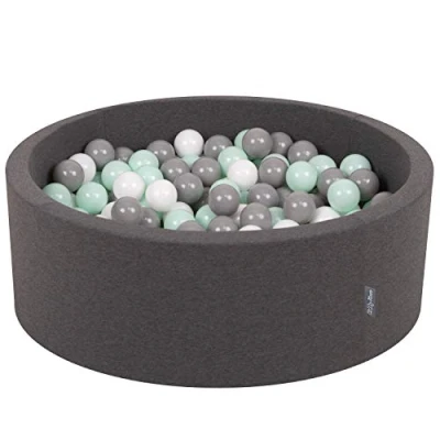 Afbeelding van KiddyMoon Schuim Ballenbak Voor Kinderen Met Ballen Ø 7 Cm Gemaakt In EU, Donkergrijs:Wit Grijs Munt,90X30cm/300