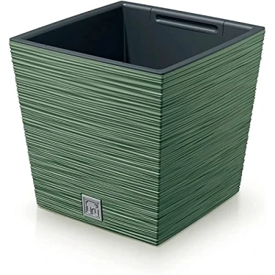 Afbeelding van Prosperplast Plantenpot/bloempot Furu Stripes voor buiten kunststof bosgroen vierkant D24 x H23.5 cm Planten