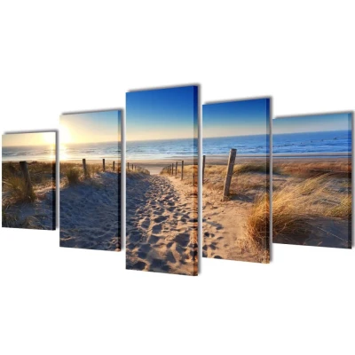 Afbeelding van Canvas muurdruk set zandstrand 200 x 100 cm