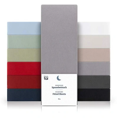 Afbeelding van Blumtal Hoeslaken Microvezel 120 x 190 cm Oeko Tex gecertificeerd tot 25 Matrashoogte Grijs