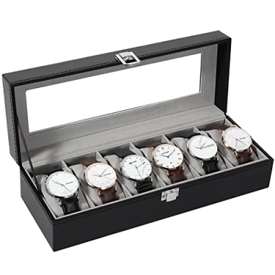 Afbeelding van Uten Horloge Dozen 6 Slots, Display Opbergdoos PU Sieraden Collectie Case Organizer Houder