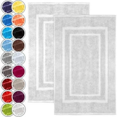 Afbeelding van NatureMark Set van 2 Badstof Badmatten, 100% Katoen, 50x80cm, Wit