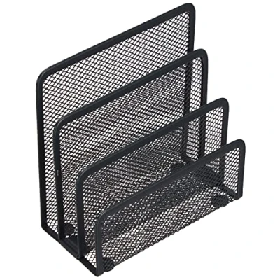 Afbeelding van Zeller Brievenhouder antraciet grijs 3 vaks draadmetaal 17 x 13,5 cm