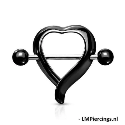Afbeelding van Tepelpiercing hart shaped zwart