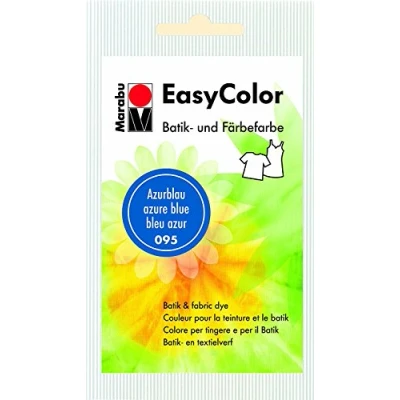 Afbeelding van Marabu 17350022095 Easy Color, batik en handverf voor katoen, linnen, zijde mengweefsel, handwasbaar tot 30 C, zeer goede lichtechtheid, niet koken, 25 g, azuurblauw