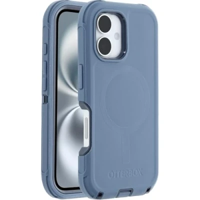 Afbeelding van Otterbox Defender Mag iPhone 16 Hoesje baby blue jeans