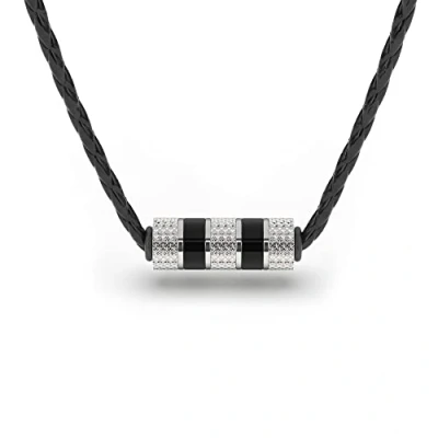 Afbeelding van SERASAR Heren Lederen Ketting [Solid] Zilver 50cm Hals Sieraden Hanger