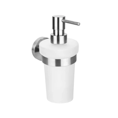 Afbeelding van Zeepdispenser Sapho X Steel Hangend 230 ML Geborsteld RVS / Melkglas