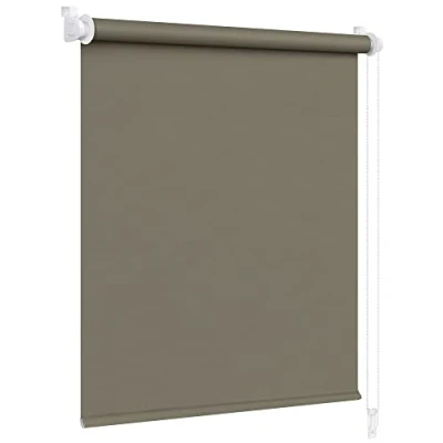 Afbeelding van Victoria M. Klemmfix verduisterend rolgordijn zonder boren, 70 x 150 cm, bruin, kettingrolgordijn met zijdelings trekmechanisme verduistering voor ramen deuren