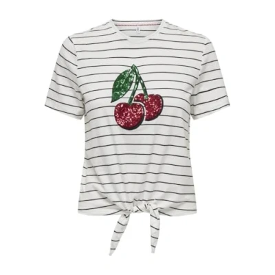 Afbeelding van ONLY Onlkita Fruit Tshirt print, Dames, Maat: Small, Cloud dancer/black