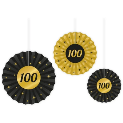 Afbeelding van Papieren Waaiers 100 jaar Classy 3 stuks