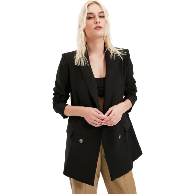 Afbeelding van Trendyol Donkerrood Oversized Gevoerd Geweven Blazerjack Met Dubbele Rij Knopen Twoaw21Ce0145