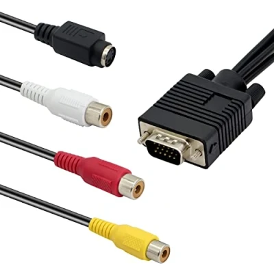 Afbeelding van MEIRIYFA VGA naar RCA kabel, 15 pins Mannelijk TV S Video 3 AV Out Kabel Adapter Converter voor PC Computer