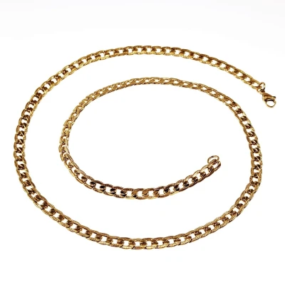 Afbeelding van 55cm, 5mm Gedetailleerde Ketting Heren Verguld RVS Cubaanse Schakelketting