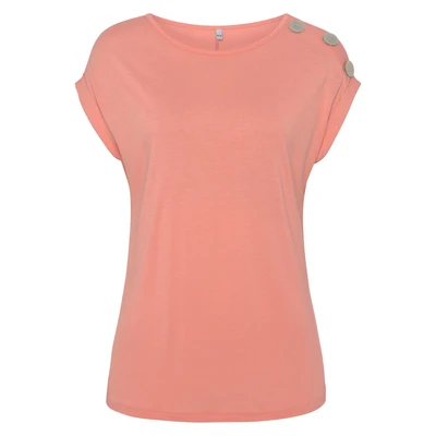 Afbeelding van Buffalo Tshirt print, Dames, Maat: 36/38, Koralle