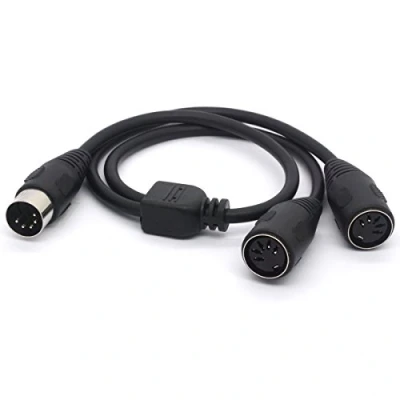 Afbeelding van OpenII MIDI splitterkabel, 5 polige DIN stekker naar 2 aansluiting SmartPhone AUX hoofdtelefoon Stereo Jack adapter Y ingangskabel voor toetsenbord, elektrische piano, synthesizer, gitaar