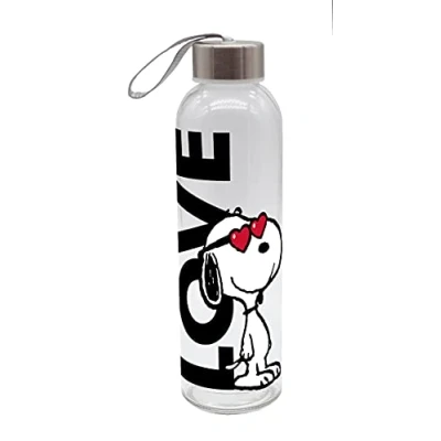 Afbeelding van GEDA LABELS Unisex jeugd Peanuts Love drinkfles, glazen fles, meerkleurig, 500 ml