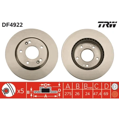 Afbeelding van Trw Remschijf DF4922