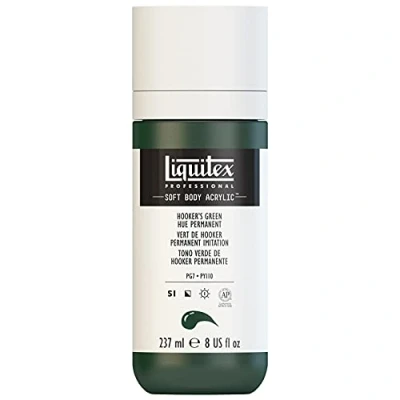 Afbeelding van Liquitex 1923224 Soft Body acrylverf, hoog gepigmenteerd, lichtecht en verouderingsbestendig 237ml fles, Hooker&#039;s Green Hue Permanent