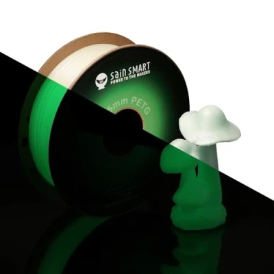 Afbeelding van SainSmart Grow in The Dark groen PETG filament, 1,75 mm PRO 3 3D printerfilament, lichtgroen, spoel van 1 kg, maatnauwkeurigheid +/ 0,02