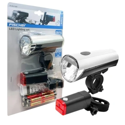 Afbeelding van FISCHER FAHRRAD 85330 Fietsverlichtingsset LED werkt op batterijen Zilver (mat)