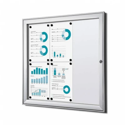 Afbeelding van Vergrendelbaar Notitiebord Indoor B1 Brandwerend Zilver 6x A4