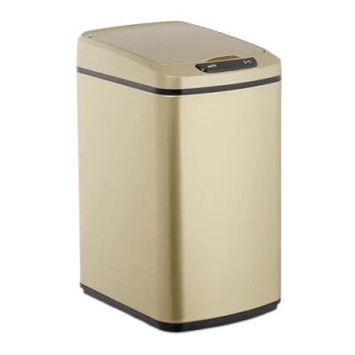 Afbeelding van Relaxdays prullenbakje met sensor prullenbak badkamer 12 liter vuilbak afvalemmer Rose goud