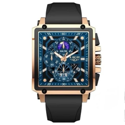 Afbeelding van Lige Herenhorloge Rosé en Blauw