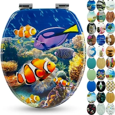 Afbeelding van Sanfino® Wc bril met houten kern en softclose mechanisme hoogwaardige kwaliteit vele kleurrijke motieven, comfortabele zitting, eenvoudige montage inclusief handleiding &quot;Nemo&quot;