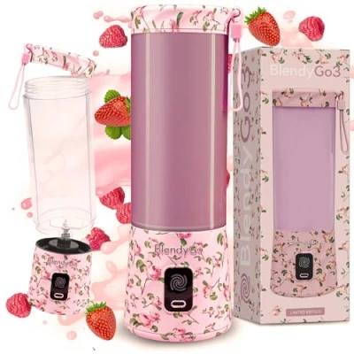 Afbeelding van BlendyGo 3 Draadloze &amp; Draagbare Blender met 550ml, Snel USB C Opladen, IPX7 Waterdicht, PulseMotion BlendPro Technologie, Gezonde smoothies, Eiwitshakes en Klaar Eten (Rose)