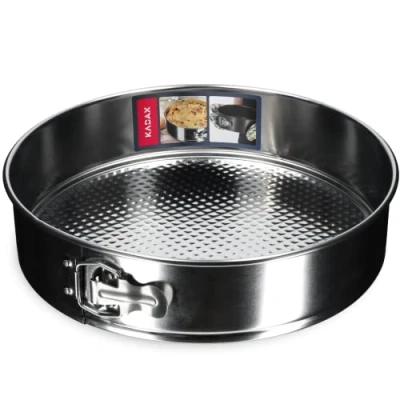 Afbeelding van KADAX Taartvorm, Ø 21,5 cm 30 cm, springvorm van verzinkt en antiaanbaklaag, ronde bakvorm, taartvorm met platte bodem, lekvrij (diameter zilver)