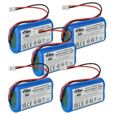Afbeelding van vhbw 5 x accu, compatibel met Zafferano Poldina, Olivia Pro, Poldina Pro tafel /bedlampje (4400 mAh, 3,7 V, Li Ion)