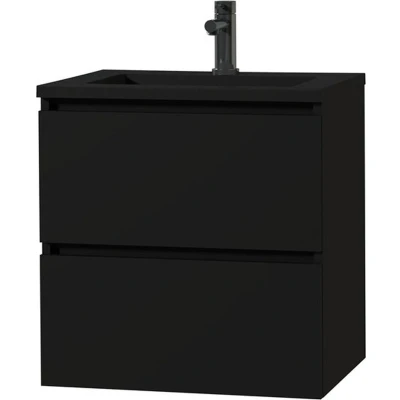 Afbeelding van TIGER Badkamermeubel Loft 80 cm mineraalmarmer wastafel zwart mat