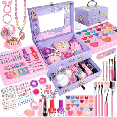 Afbeelding van Diverse Kinder Make up Set voor Meisjes 59 delige Wasbare Koffer