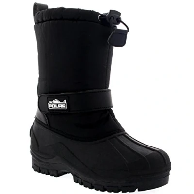 Afbeelding van Unisex kinderen trekkoord sluiting nylon winter sneeuw regen laarzen 6 BLK39 YC0154