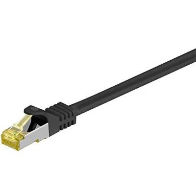 Afbeelding van Goobay CAT patchkabel, ethernetkabel, dubbel afgeschermd, S FTP, halogeenvrij, koper, RJ 45, vergulde contacten, div. Lengtes en kleuren., 20m, zwart, 1