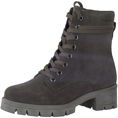 Afbeelding van Tamaris Comfort Enkellaarsjes met plateauzool, Dames, Maat: 39, Anthracite Leer