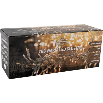 Afbeelding van Svenska Living Kerstverlichting transparant 768 lampjes warm wit 450 cm