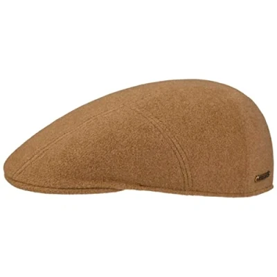 Afbeelding van Stetson Reid Wool Pet met Kasjmier Heren Made in the EU wollen cap flat hat klep voering voor Herfst/Winter XL (60 61 cm) camel