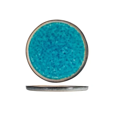 Afbeelding van H&amp;h set 6 piatti piani teide in stoneware azzurro cm 27