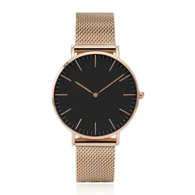 Afbeelding van LGT JWLS Vintage Dameshorloge Minimalistisch Quartz met Goudkleurige Band en Behuizing, Zwarte Wijzerplaat