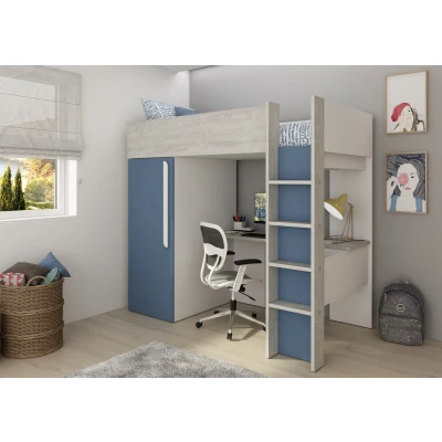 Afbeelding van Studio 1803 hoogslaper met bureau en kast 90x200 Blauw/cascina