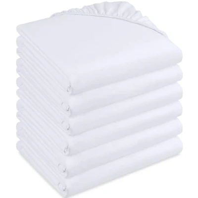Afbeelding van Utopia Bedding Set van 6 Hoeslakens, 35 cm Diep, Onderhoudsvriendelijk Zacht Geborsteld Microvezel Stof, Krimp en Verkleuringsbestendig (160 x 200 cm, Wit)