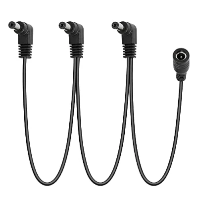 Afbeelding van GELRHONR Daisy Chain voedingskabel,1 3 weg Kabel Gitaar Effect Pedaal Voeding Splitter Kabel,DC5521 9V 2A Koord met Rechte Hoek 2.6Ft, Zwart