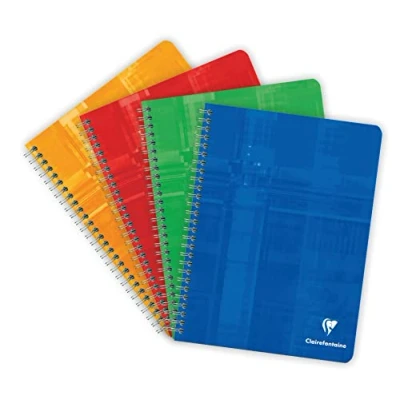 Afbeelding van Clairefontaine 68721C Set van 10 Spiraalschriften 17x22cm 100 grote ruiten pagina&#039;s 90g wit papier Gelamineerde karton kaft Willekeurige kleuren
