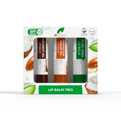 Afbeelding van Dr Organic Lippenbalsem Geschenkset, Hydraterend, SPF 15, Gevarieerde Meerpak met Aloë Vera, Arganolie, Kokosolie, Natuurlijk, Dierproefvrij, Zonder Parabenen &amp; SLS, 5.7ml