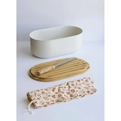 Afbeelding van Broodtrommel Pebbly 4 in 1 Cream Hout